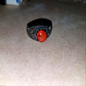 Elegant Amber Stone Sterling Silver Ring